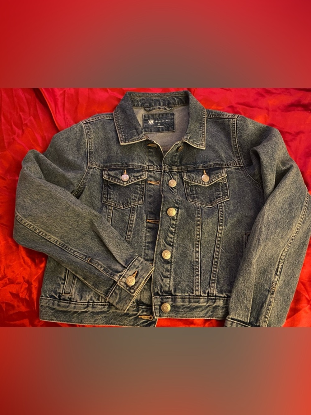 Aeropostale Dark Wash Denim Jean Jacket - Blue